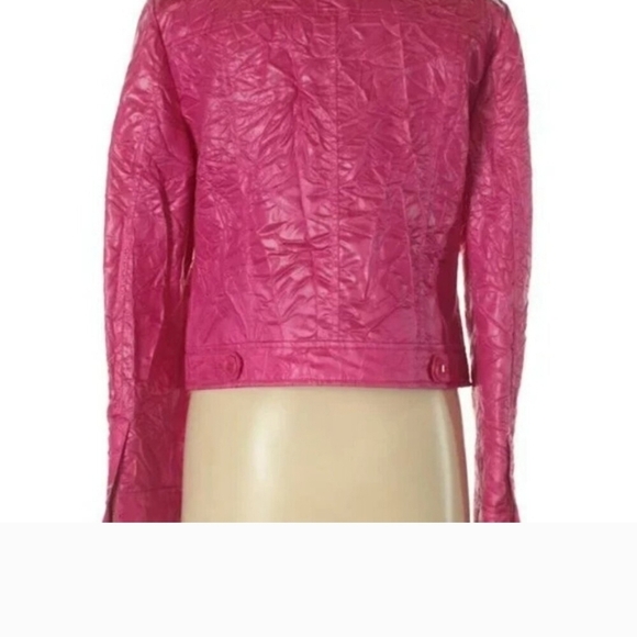 Lafayette 148 Pink Acetate Crinkle Jacket NWT 12 - Picture 4 of 5